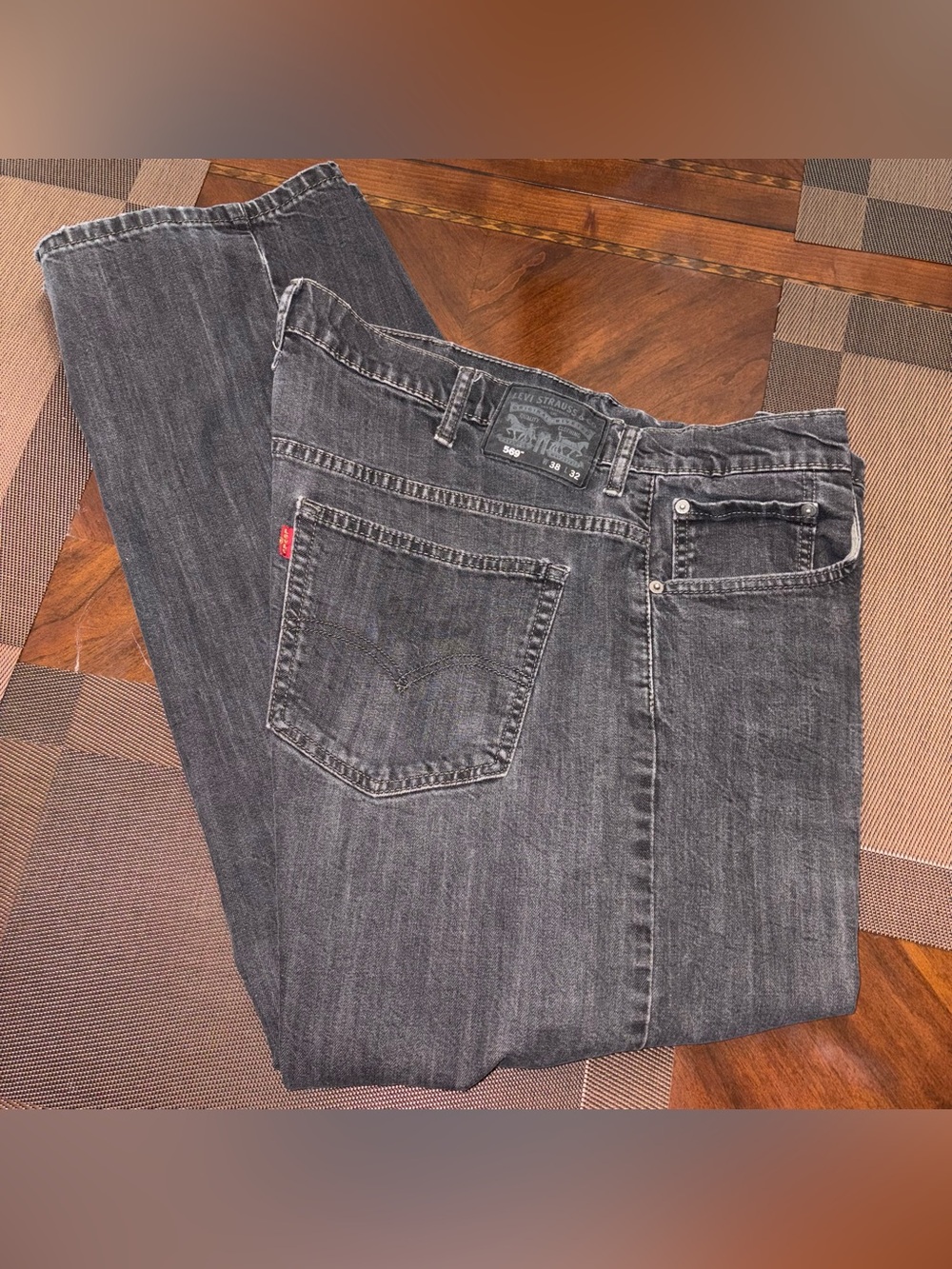 Levi's 569 Men's Black/Charcoal Straight-Leg Jeans SZ 38/32 denim